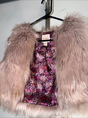 Cat & Jack Mauve Faux Fur Teddy Jacket with Floral Lining